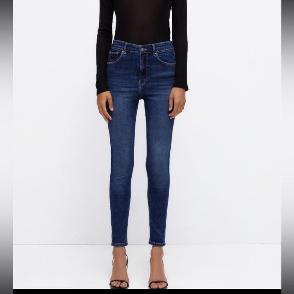 Zara high rise skinny Jean ankle length medium blue size S NWT